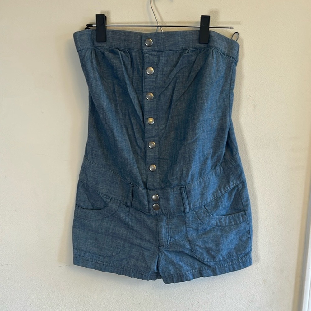 Express Chambray Sleeveless Bottom Down Romper